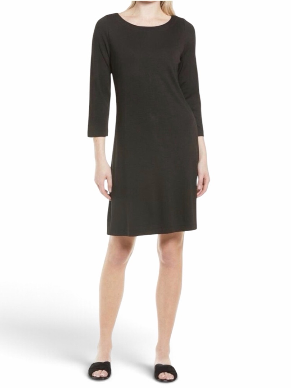 Tommy Bahama Black 3/4 Sleeve Drapey Ponte Sheath Dress Size XS